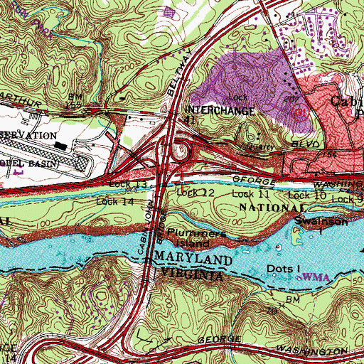 Topographic Map of Lock 12, MD