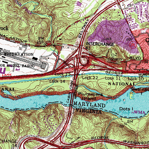 Topographic Map of Lock 13, MD