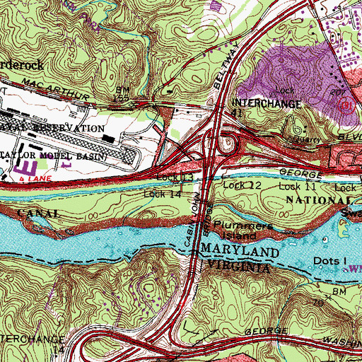Topographic Map of Lock 14, MD