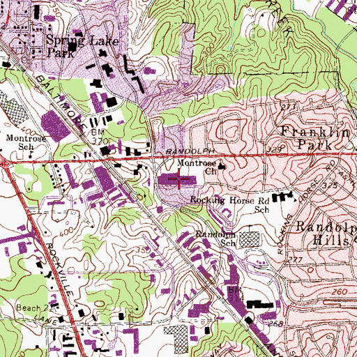 Topographic Map of Loehmanns Plaza Shopping Center, MD