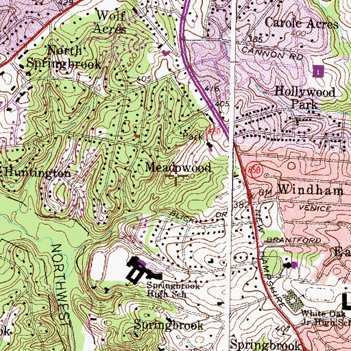 Topographic Map of Meadowood Park, MD