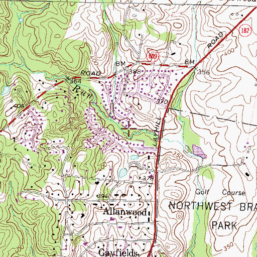 Topographic Map of Norwood Village Neighborhood Conservation Area, MD