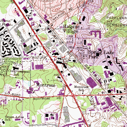 Topographic Map of Pike Center Shopping Center, MD