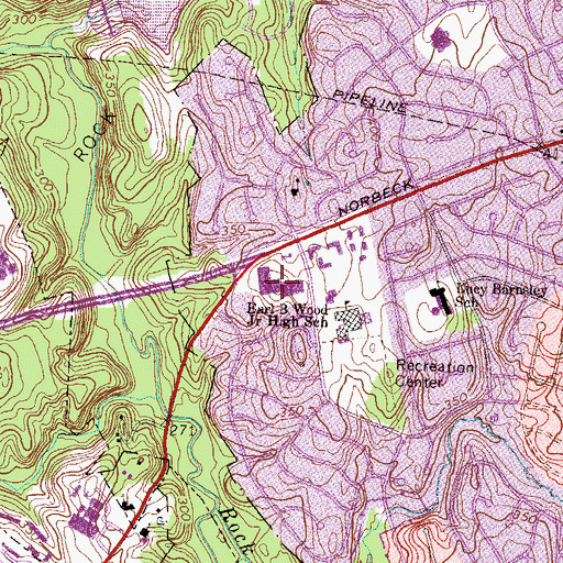 Topographic Map of Rock Creek Village Shopping Center, MD