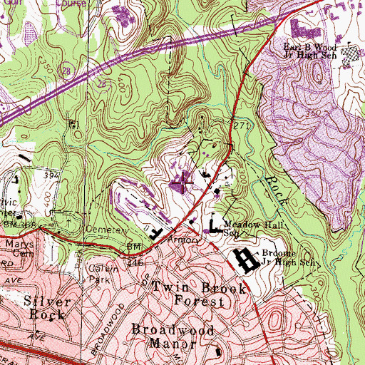 Topographic Map of Rockville High School, MD
