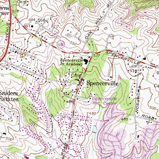 Topographic Map of Round Oak Missionary Baptist Church, MD