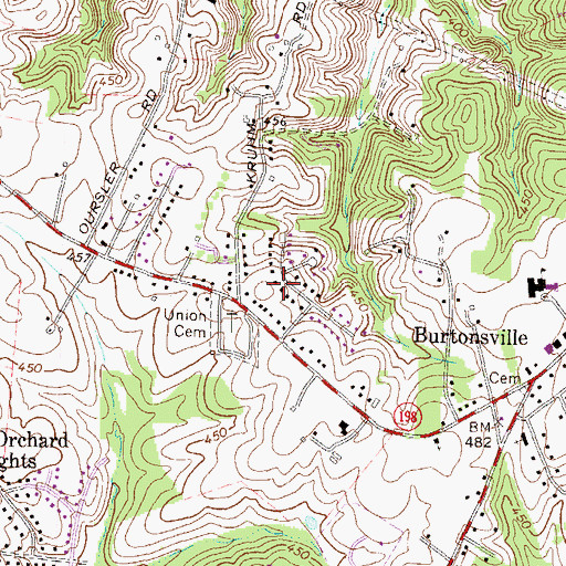 Topographic Map of Rusty Acres, MD