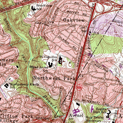 Topographic Map of Saint Camillus Catholic Church, MD