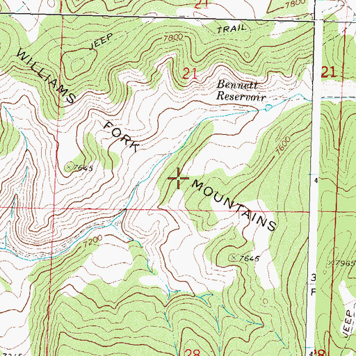 Topographic Map of Williams Fork Mountains, CO