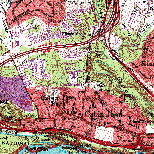 Topographic Map of Seven Locks Park, MD