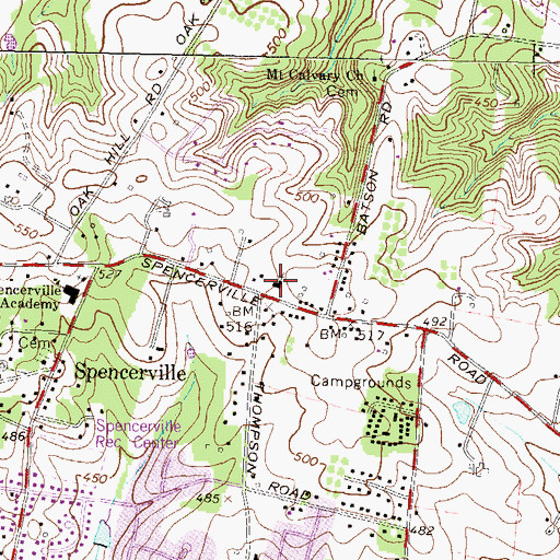 Topographic Map of Spencerville Free Methodist Church, MD