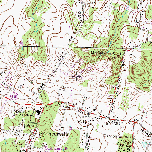 Topographic Map of Spencerville Knolls, MD