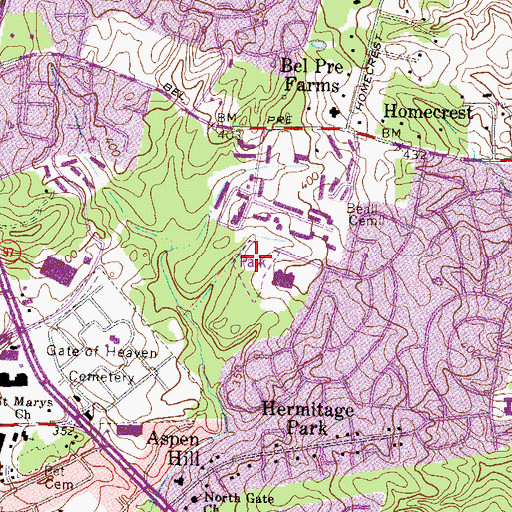 Topographic Map of Strathmore Park, MD