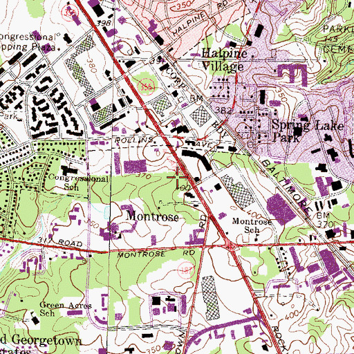 Topographic Map of Towne Plaza Shopping Center, MD