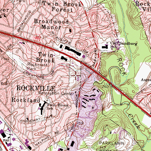 Topographic Map of Twinbrook Park, MD