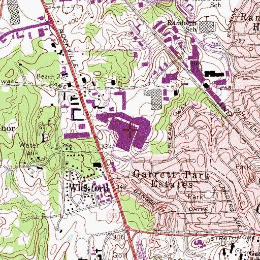 Topographic Map of White Flint Mall Shopping Center, MD