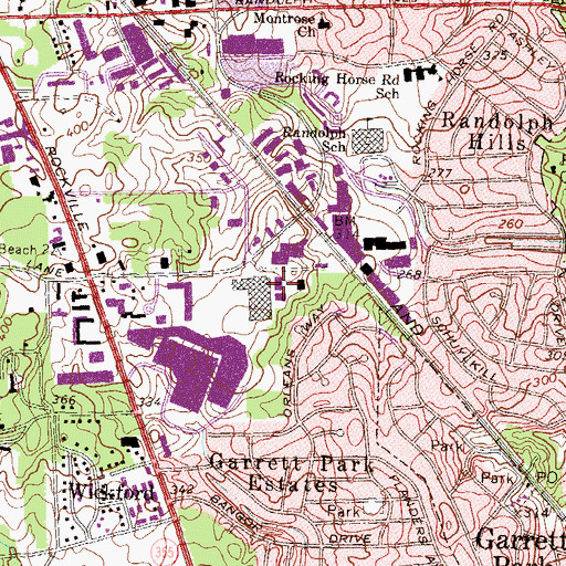 Topographic Map of White Flint Plaza Shopping Center, MD