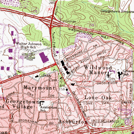 Topographic Map of Wildwood Shopping Center, MD
