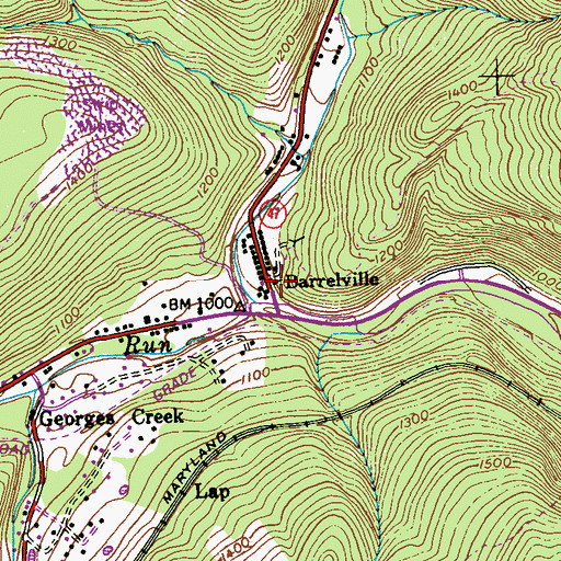 Topographic Map of Barrelville Presbyterian Church, MD