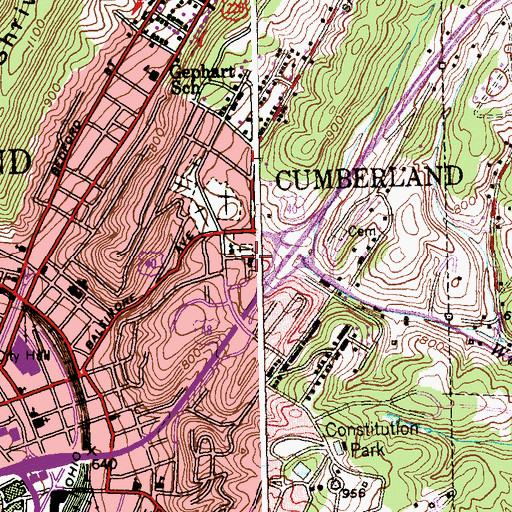 Topographic Map of East Side School (historical), MD