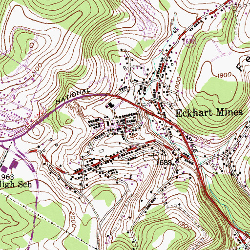 Topographic Map of Eckhart United Methodist Church, MD