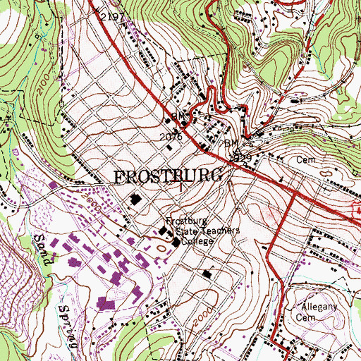 Topographic Map of Frostburg Church of the Brethren, MD
