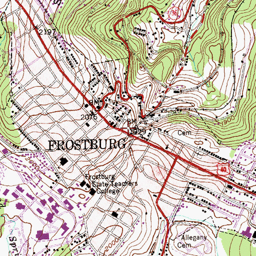 Topographic Map of Frostburg Public Library, MD