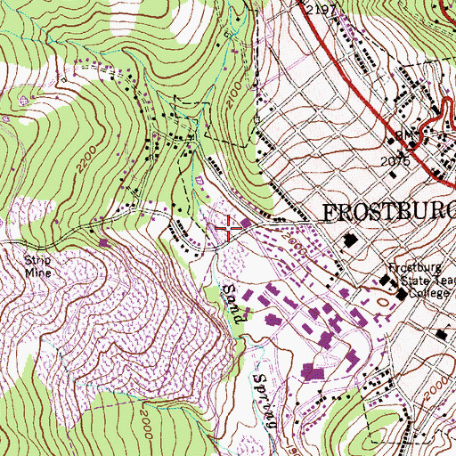 Topographic Map of Frostburg Recreational Complex, MD
