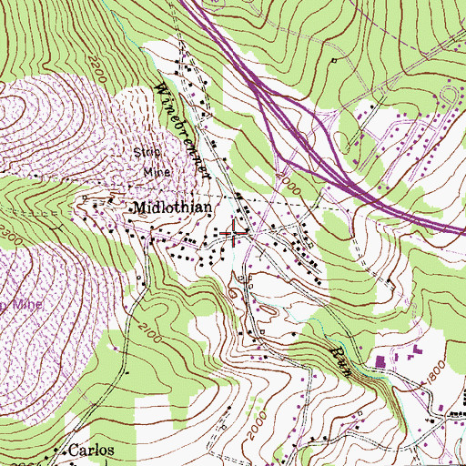 Topographic Map of Midlothian Post Office, MD