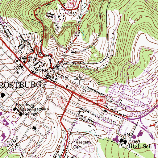 Topographic Map of Saint Michael's Cemetery, MD