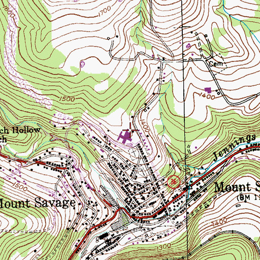 Topographic Map of Mount Savage Elementary School, MD