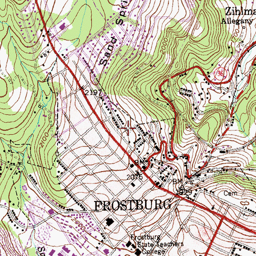 Topographic Map of Percy Cemetery, MD
