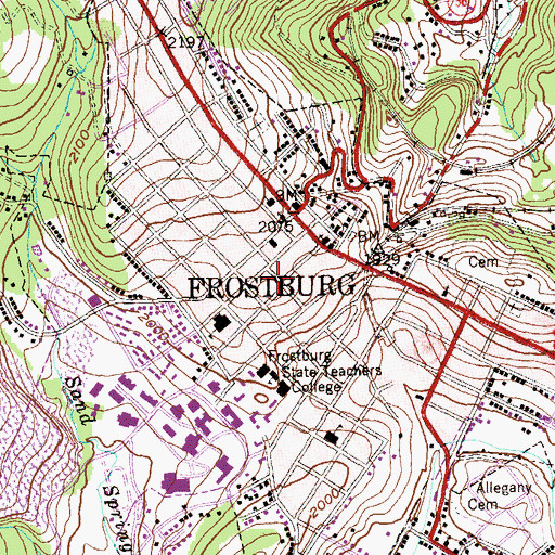 Topographic Map of Saint Johns Episcopal Church, MD