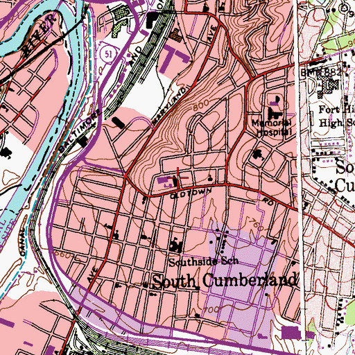 Topographic Map of Saint Mary Catholic Church, MD