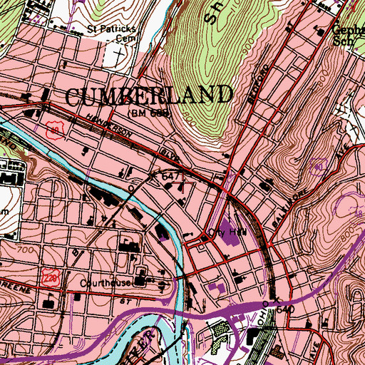 Topographic Map of Saint Patricks Roman Catholic Church, MD