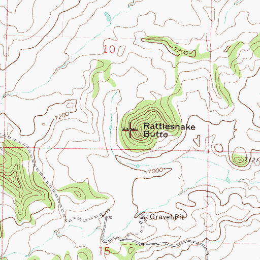 Topographic Map of Rattlesnake Butte, CO