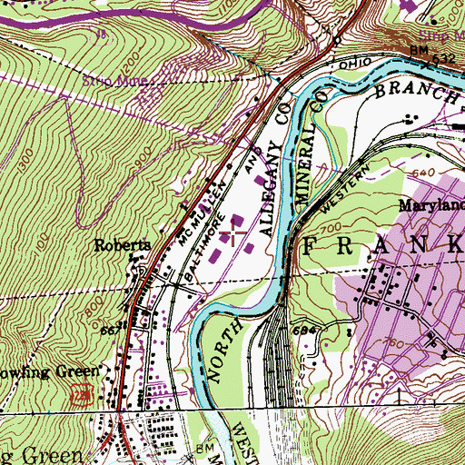 Topographic Map of Upper Potomac Industrial Park, MD