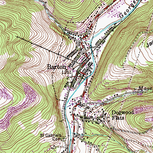 Topographic Map of Barton Post Office, MD