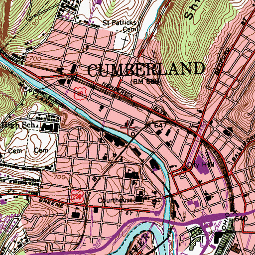 Topographic Map of Big Blue Spring, MD