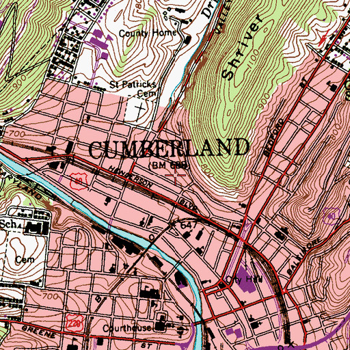 Topographic Map of Columbia Street School (historical), MD