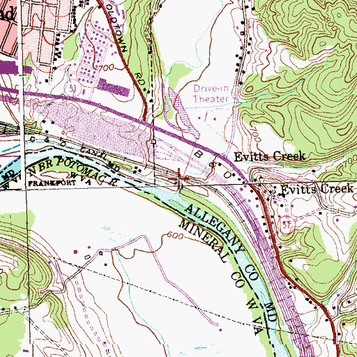Topographic Map of Evitts Creek Aqueduct, MD