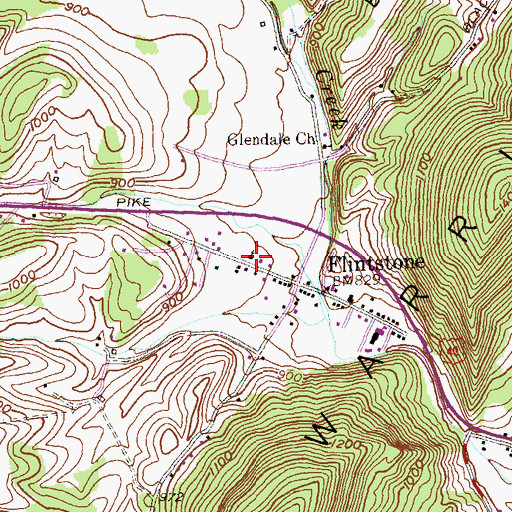 Topographic Map of Flintstone United Methodist Church, MD