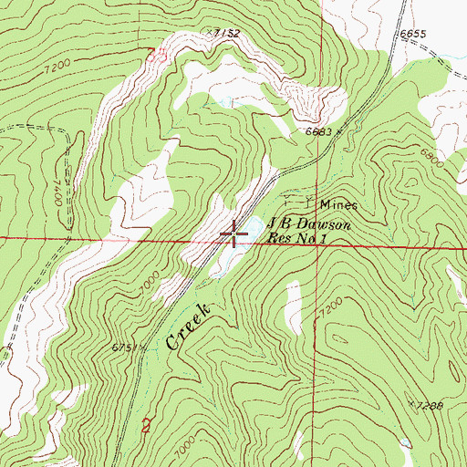 Topographic Map of J B Dawson Number One Reservoir, CO