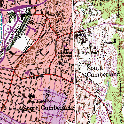 Topographic Map of Johnson Heights Public School (historical), MD
