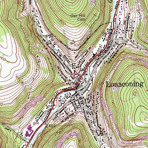 Topographic Map of Lonaconing Historic District, MD