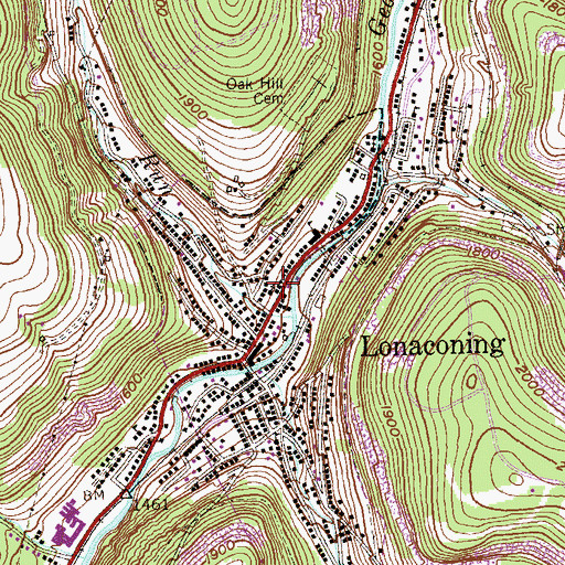 Topographic Map of Lonaconing Post Office, MD