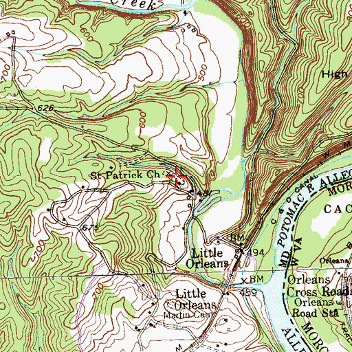 Topographic Map of Saint Patricks Cemetery, MD