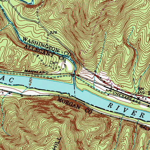 Topographic Map of Sideling Hill Creek Aqueduct, MD