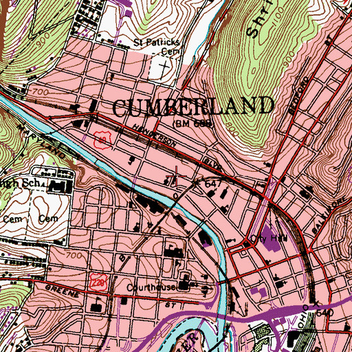 Topographic Map of Trinity Evangelical Lutheran Church, MD