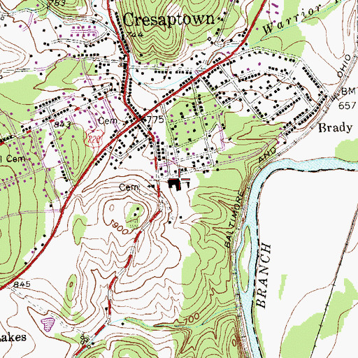 Topographic Map of Cresaptown Elementary School, MD
